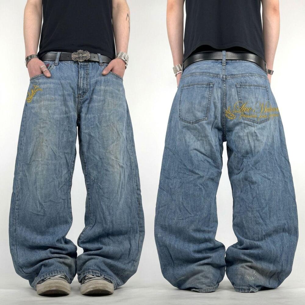 Vintage y2k grunge archive baggy wide leg embroidered skater jeans